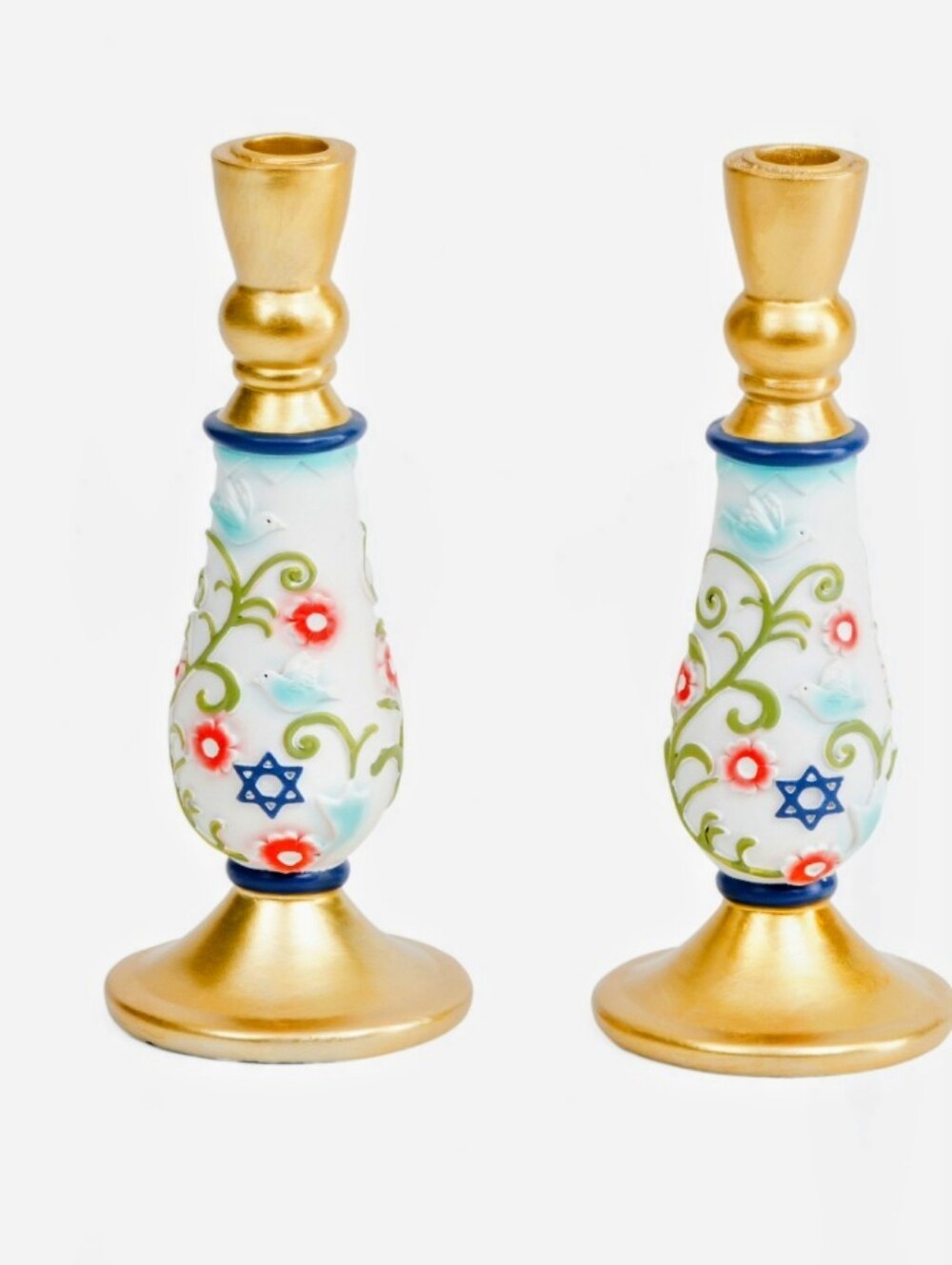 PASSOVER Gold Floral Candlestick Pair - Decorative Home Accent BRAND-NEW w/tags
